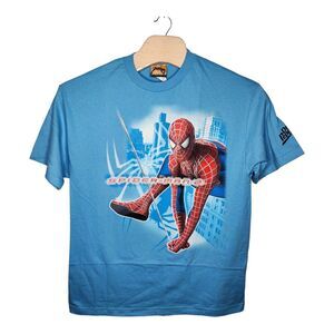 Vtg Y2K 2004 Spider-Man‎ 2 Official Movie Promo TShirt Marvel Blue Mens XL RARE